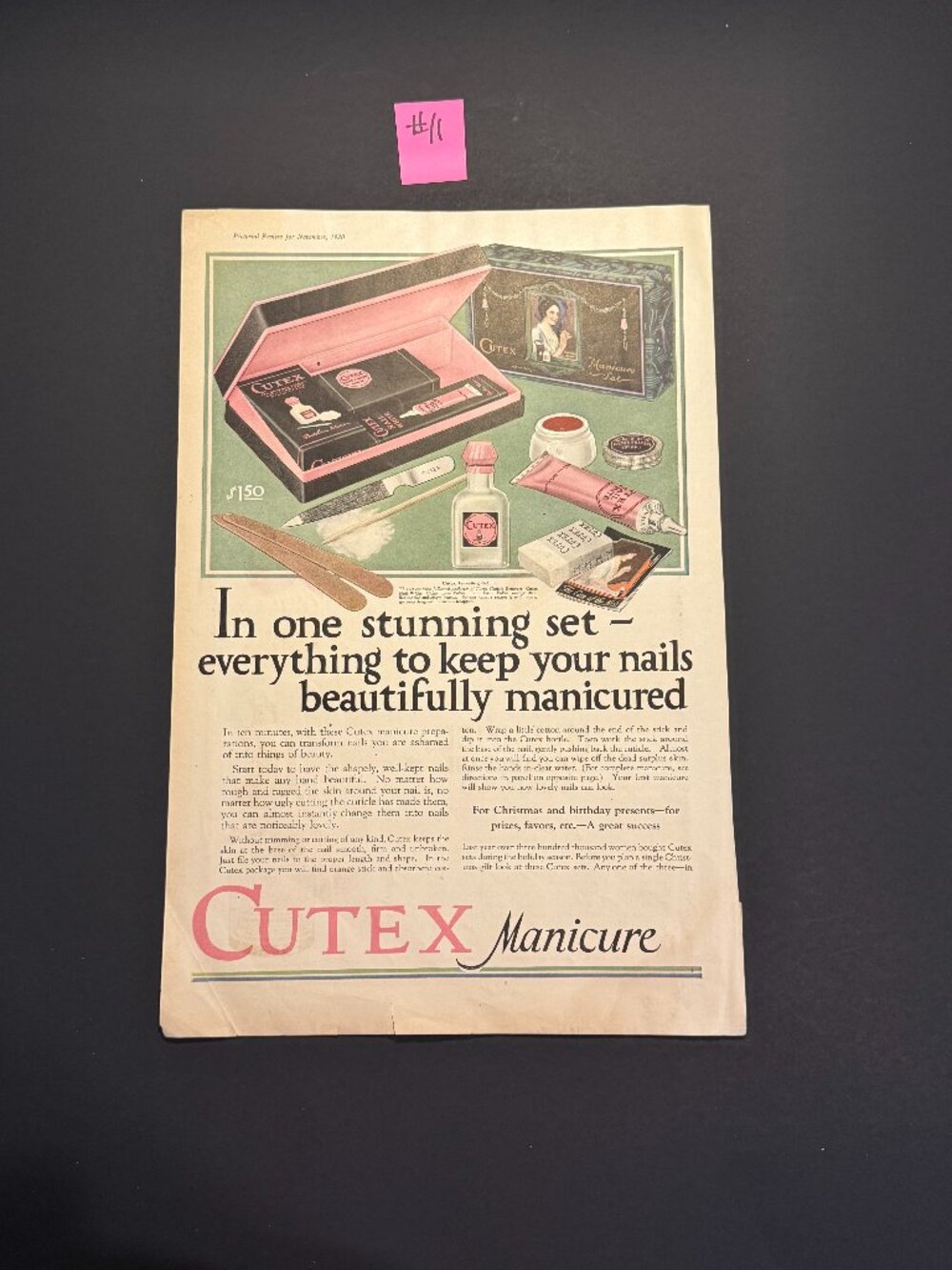 Antique Cutex Manicure Nov. 1920 Pictorial Review Company Advert (AD011)